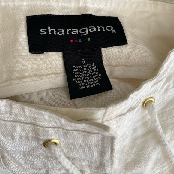 White Drawstring Linen Pants - Picture 7 of 7